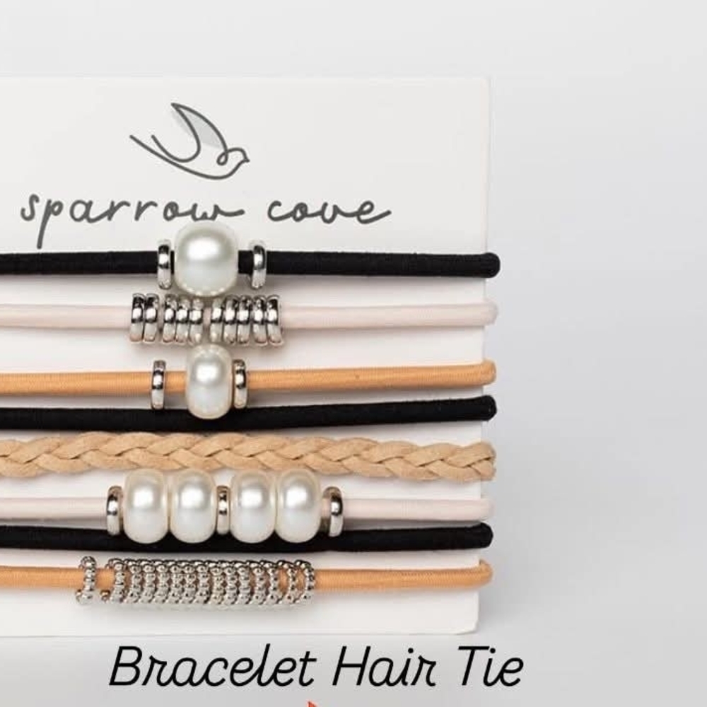 Sparrow Cove Bracelets And Hair Tie Set 8 Pieces Brand New Cream Black